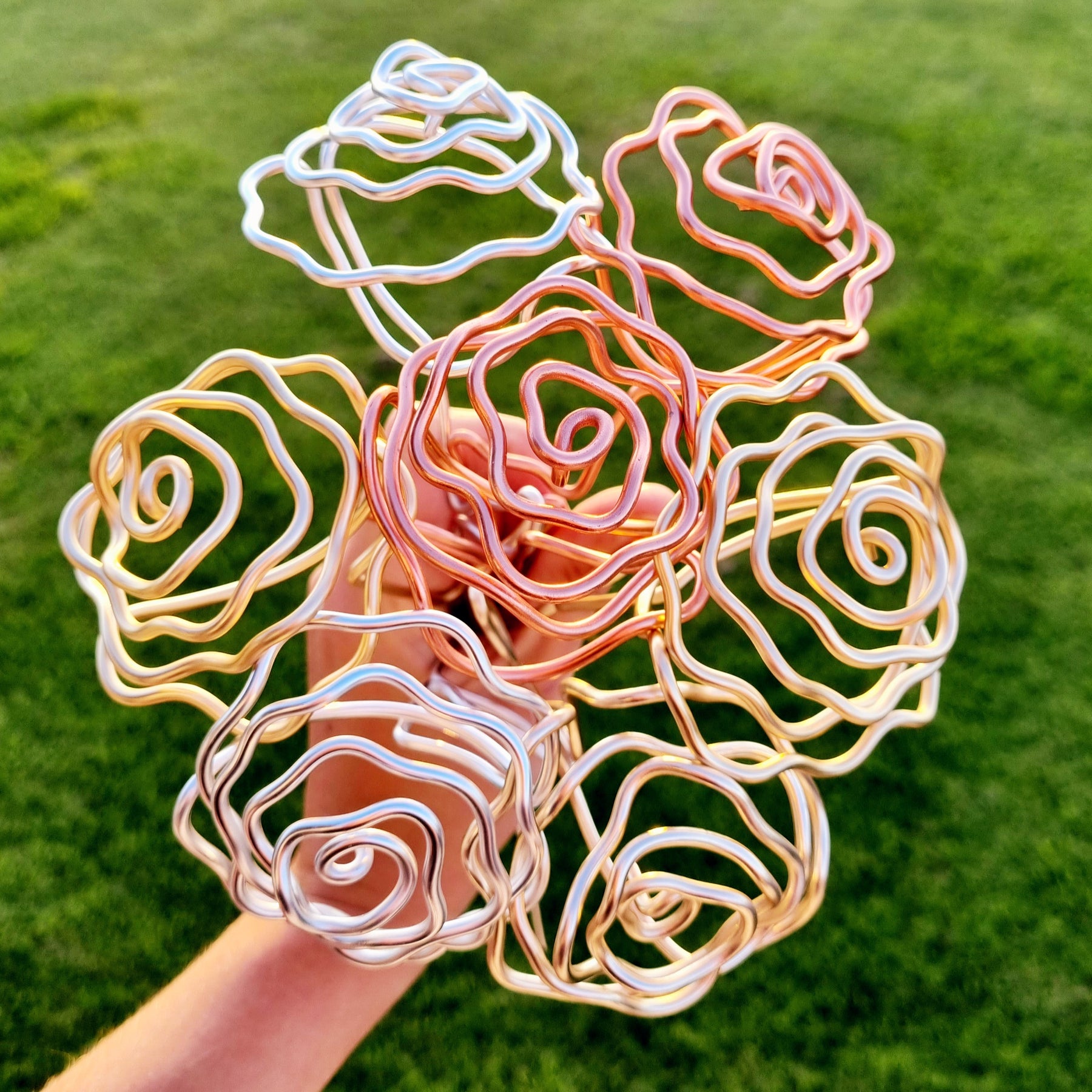 Everlasting Wire Rose | Handmade Metal Rose Flower | Custom Colour Forever Rose | Anniversary Gift | Single Stem Wire Flower Sculpture