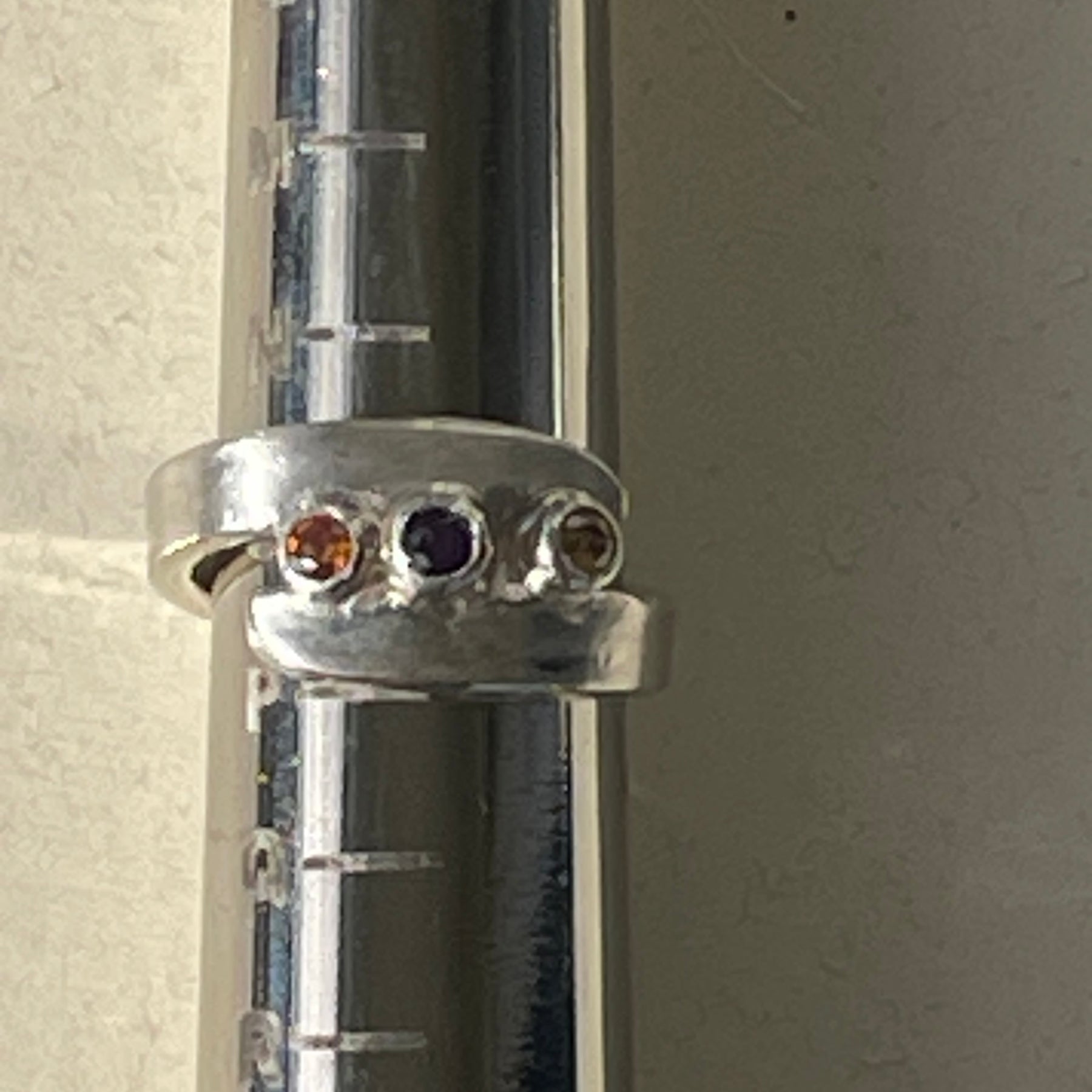 Citrine, Saphire and Amythyst Ring in 925 Silver