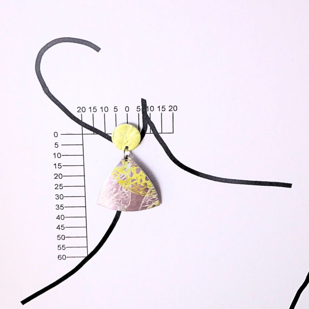 Hand printed anodised aluminium earrings - Lemon Lace Collection