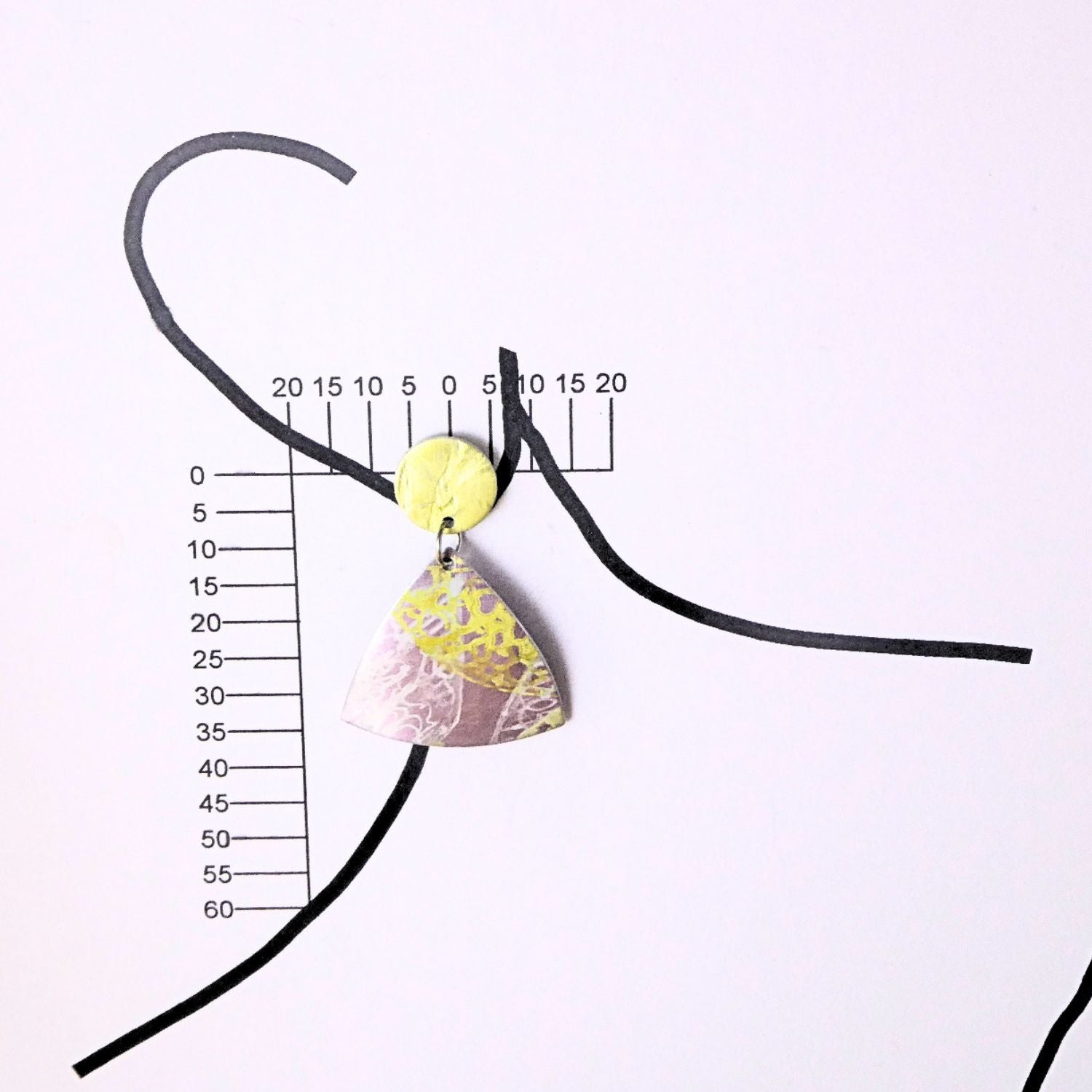 Anodised aluminium earrings hand printed Lemon Lace Collection