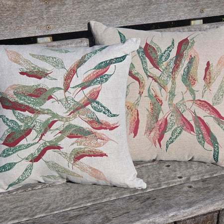 Hand Screen Printed Linen Cushion Covers- Fallen Leaves (2 colourways)