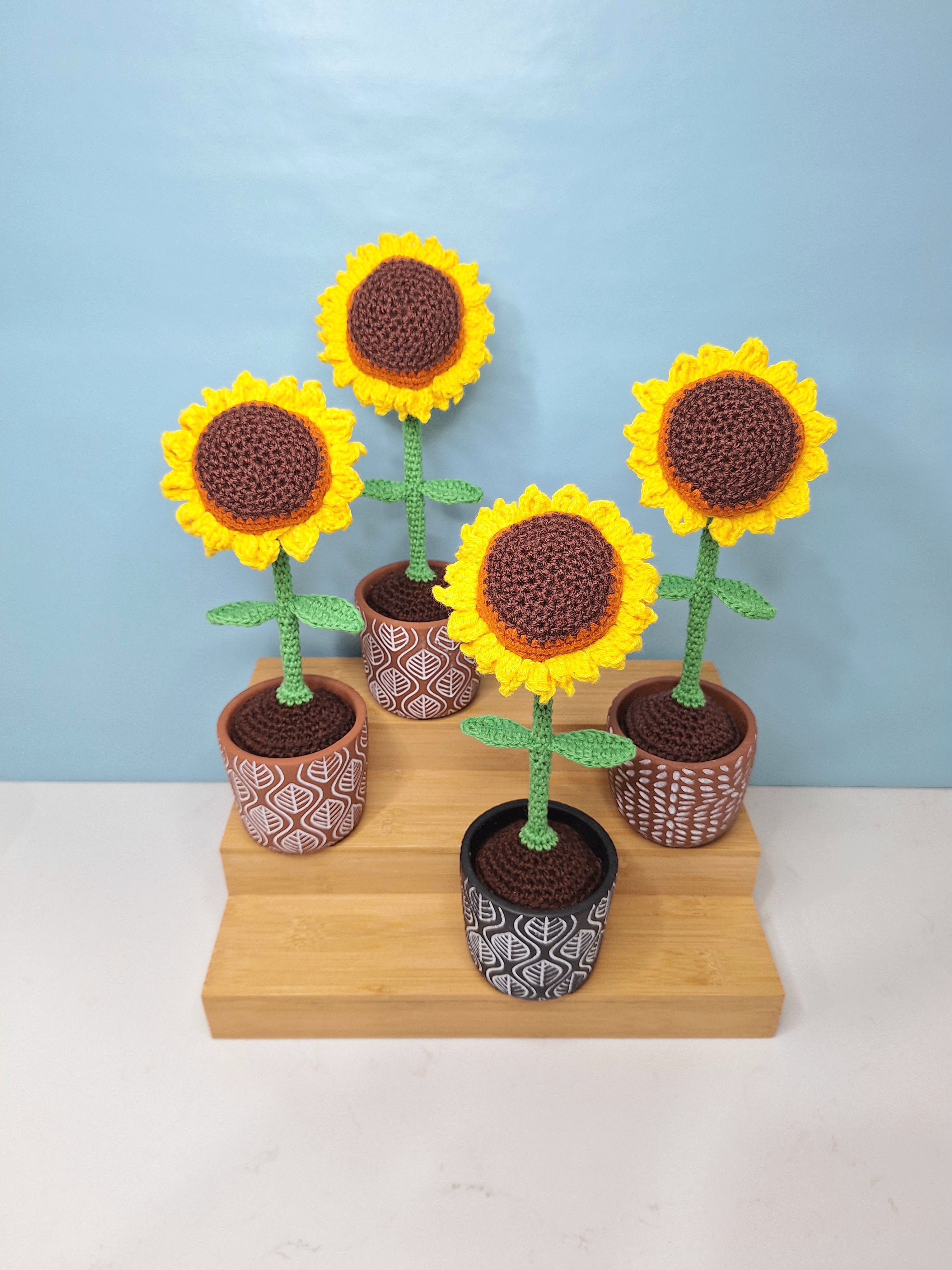 Stunning Crocheted Sunflower in a Decorative Pot