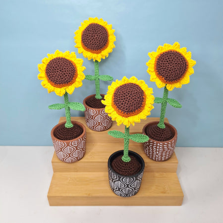Stunning Crocheted Sunflower in a Decorative Pot