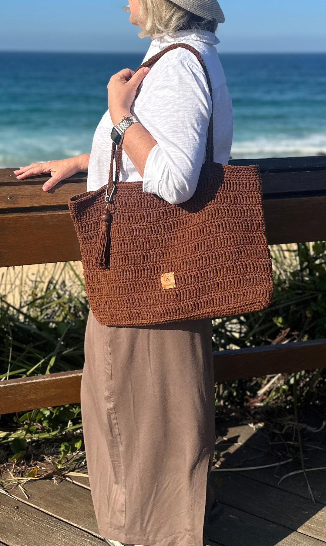 The Chocolate Tote | Hand-Crocheted Cotton Shoulder Bag
