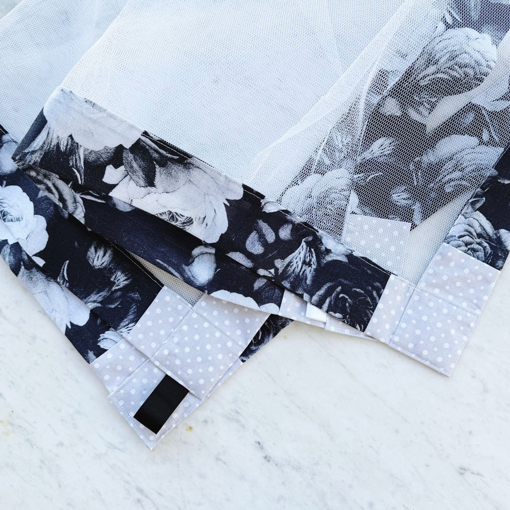 Black roses weighted mesh food cover.