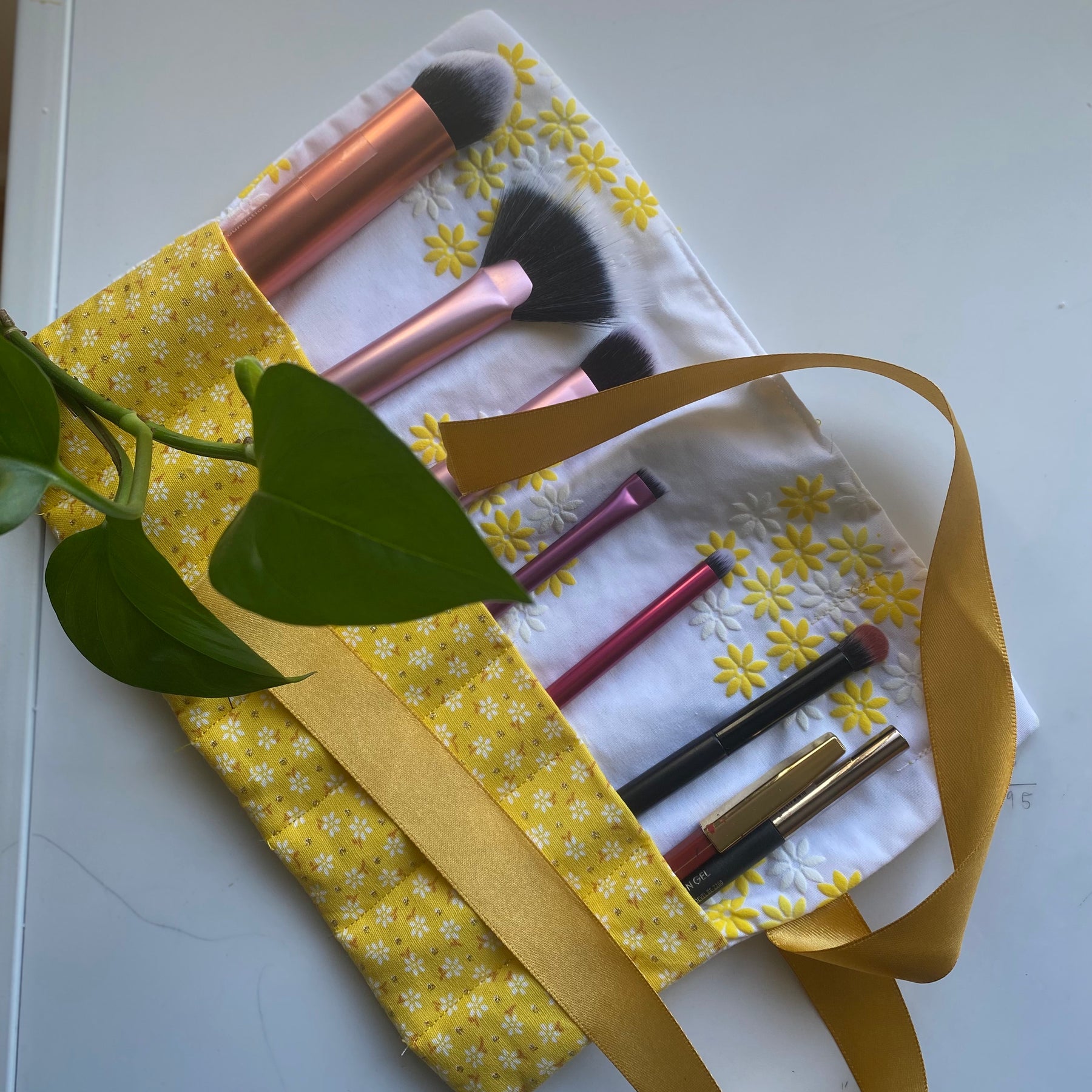 Floral Cosmetic Brush Holder | Floral Travel Makeup Organiser | Sewing Gift for Her