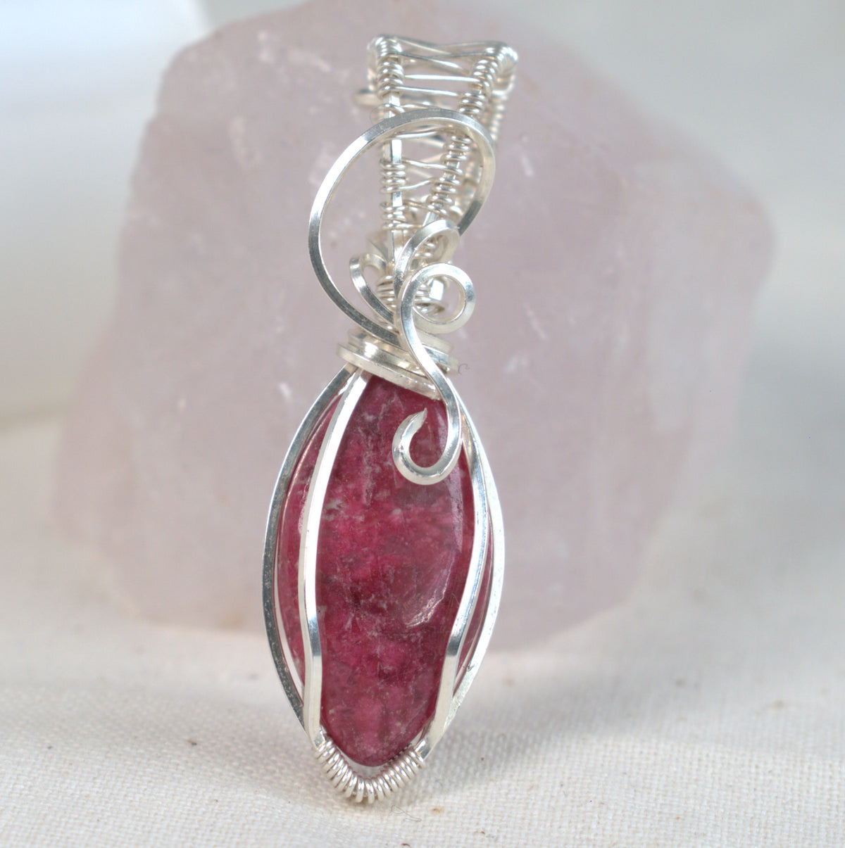 Wire Wrapped Thulite Keepsake Pendant