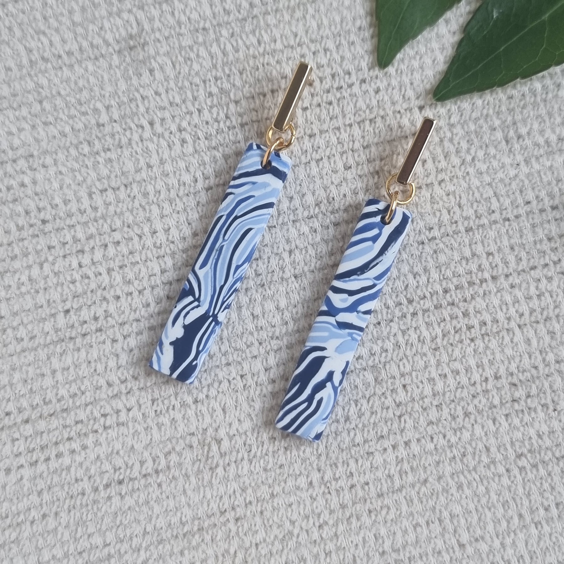 Blue Lagoon Small Dangles - Organic stripe design