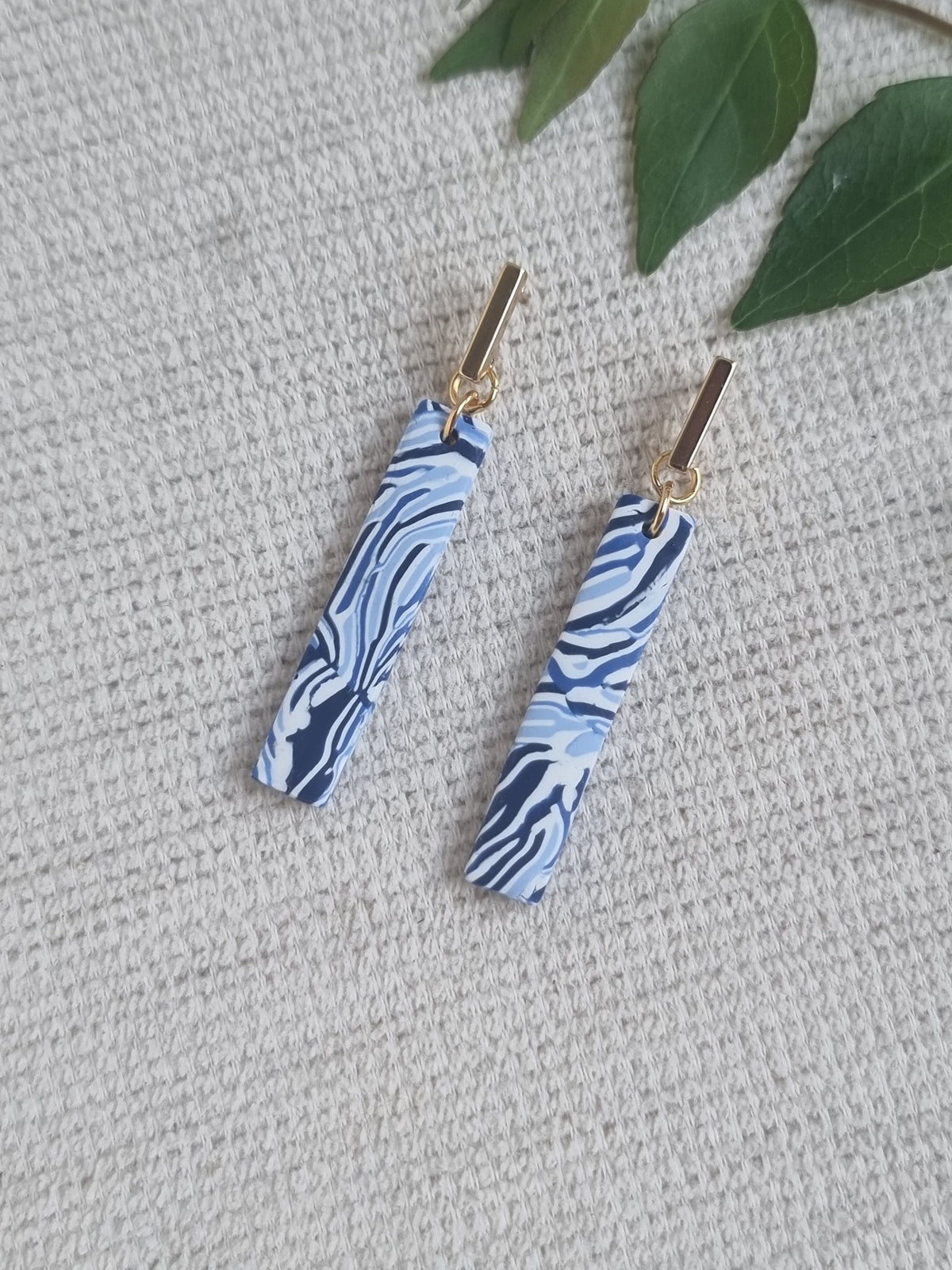 Blue Lagoon Small Dangles - Organic stripe design