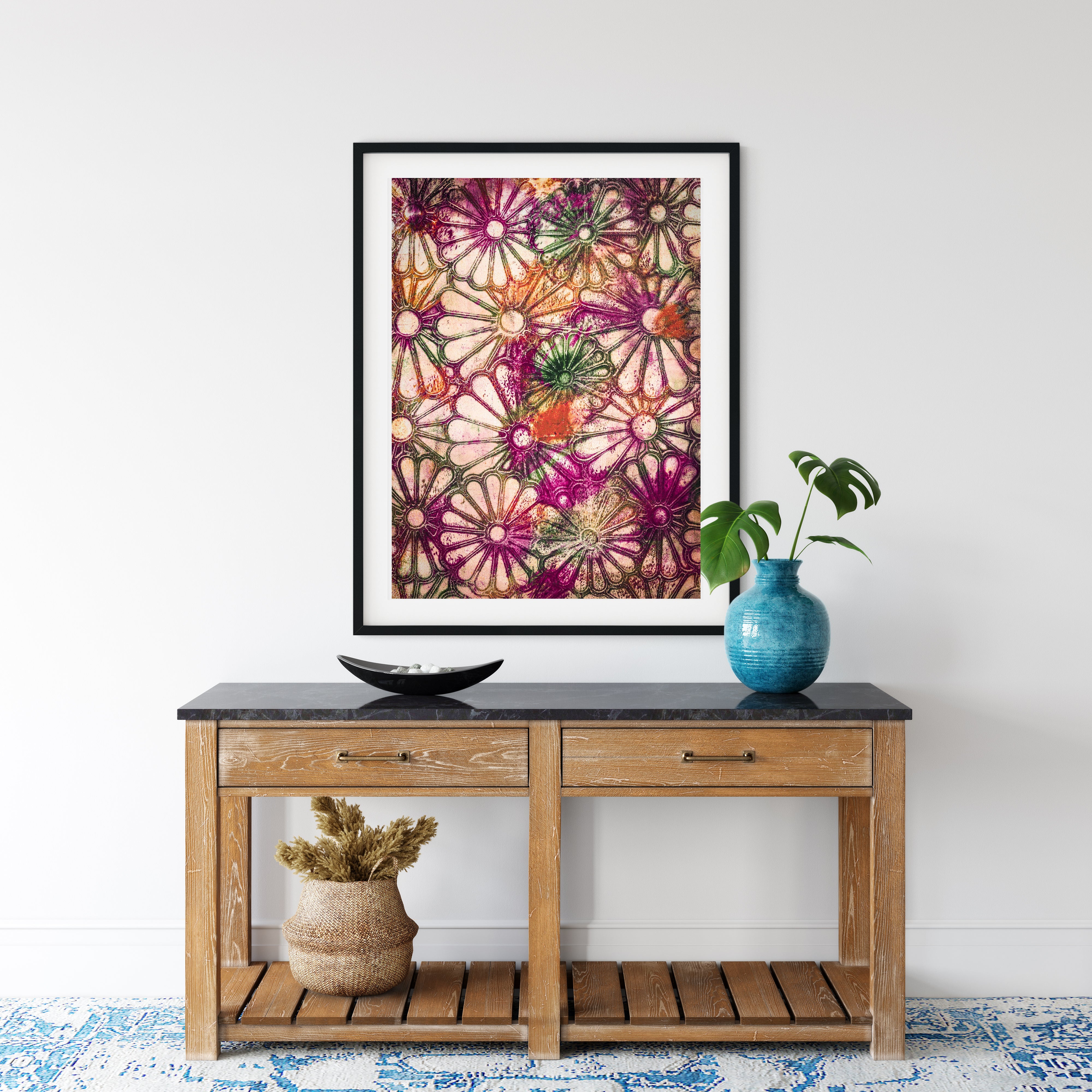 Colourful Flowers Abstract Print