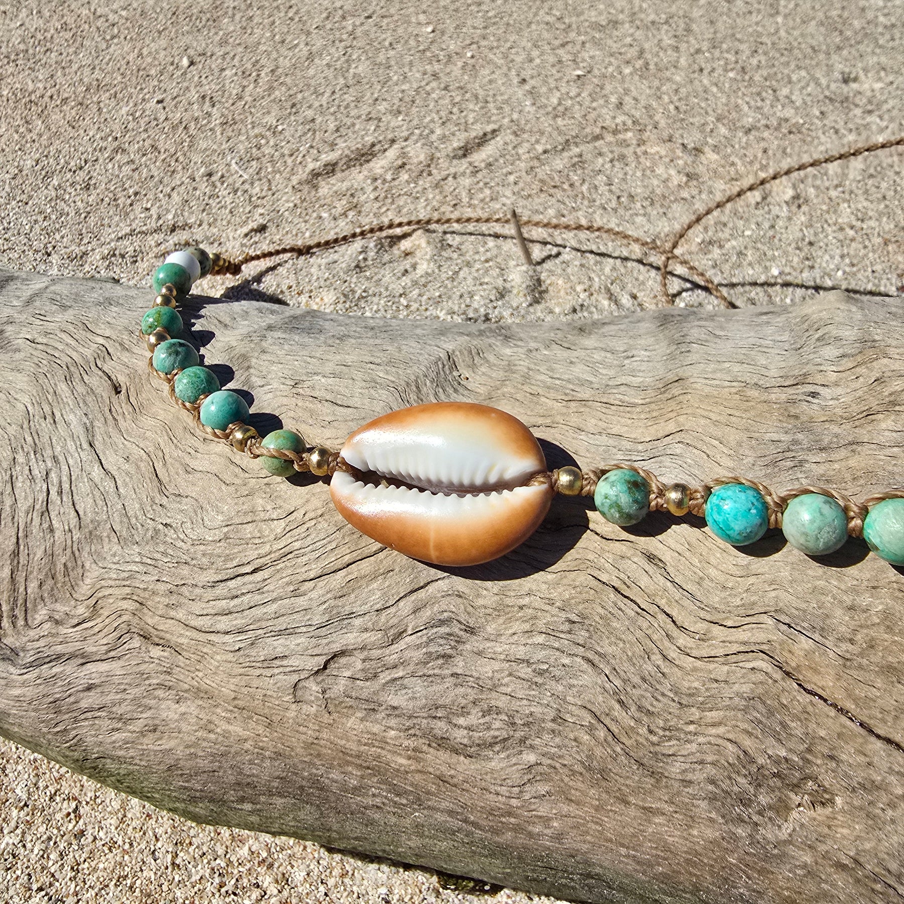 Cowrie Necklace with Peruvian Turquoise