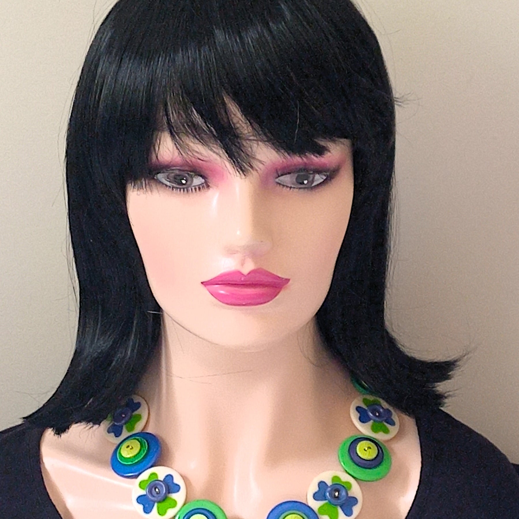 Button necklace - Four Leaf Clover