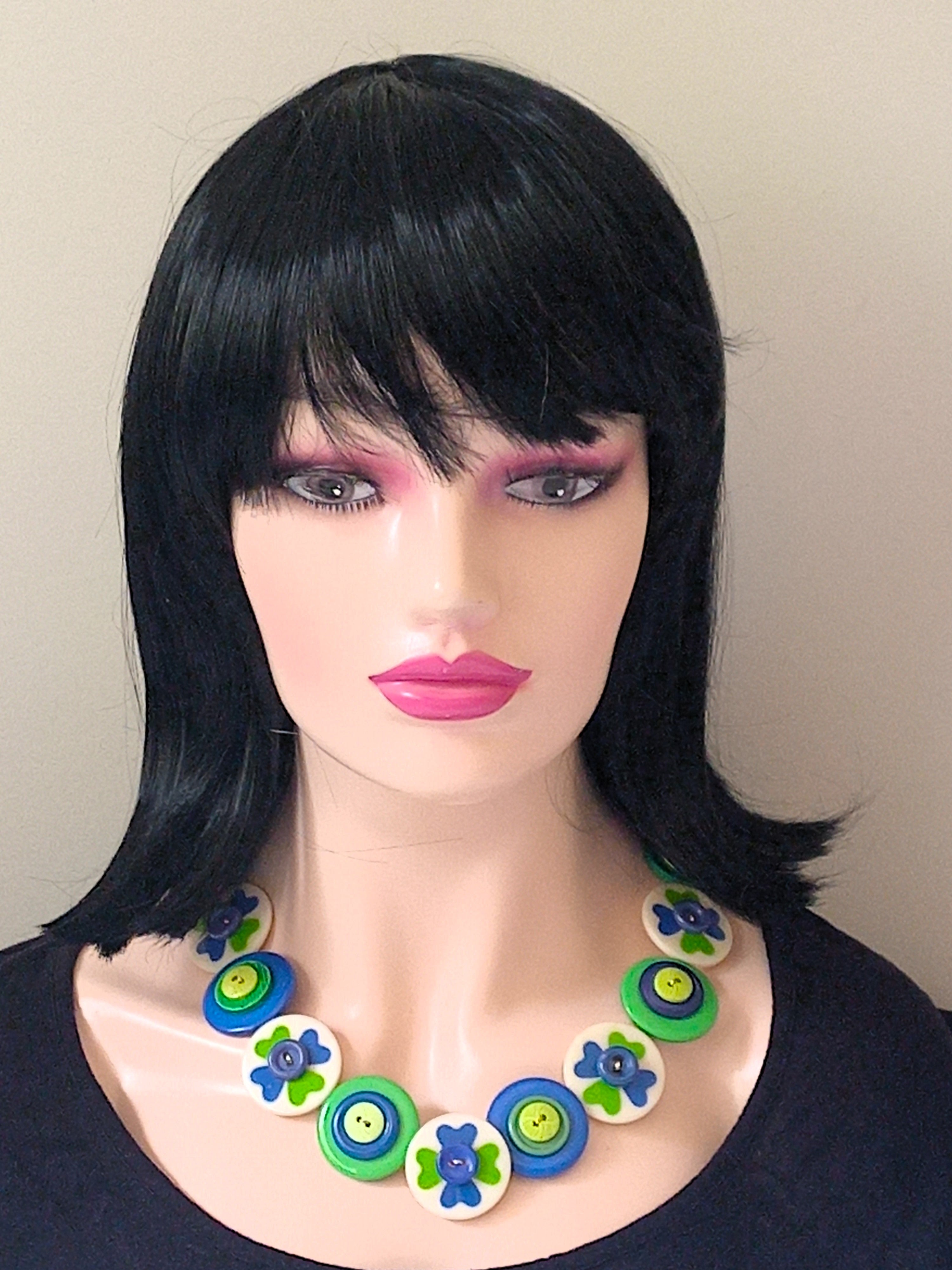 Button necklace - Four Leaf Clover