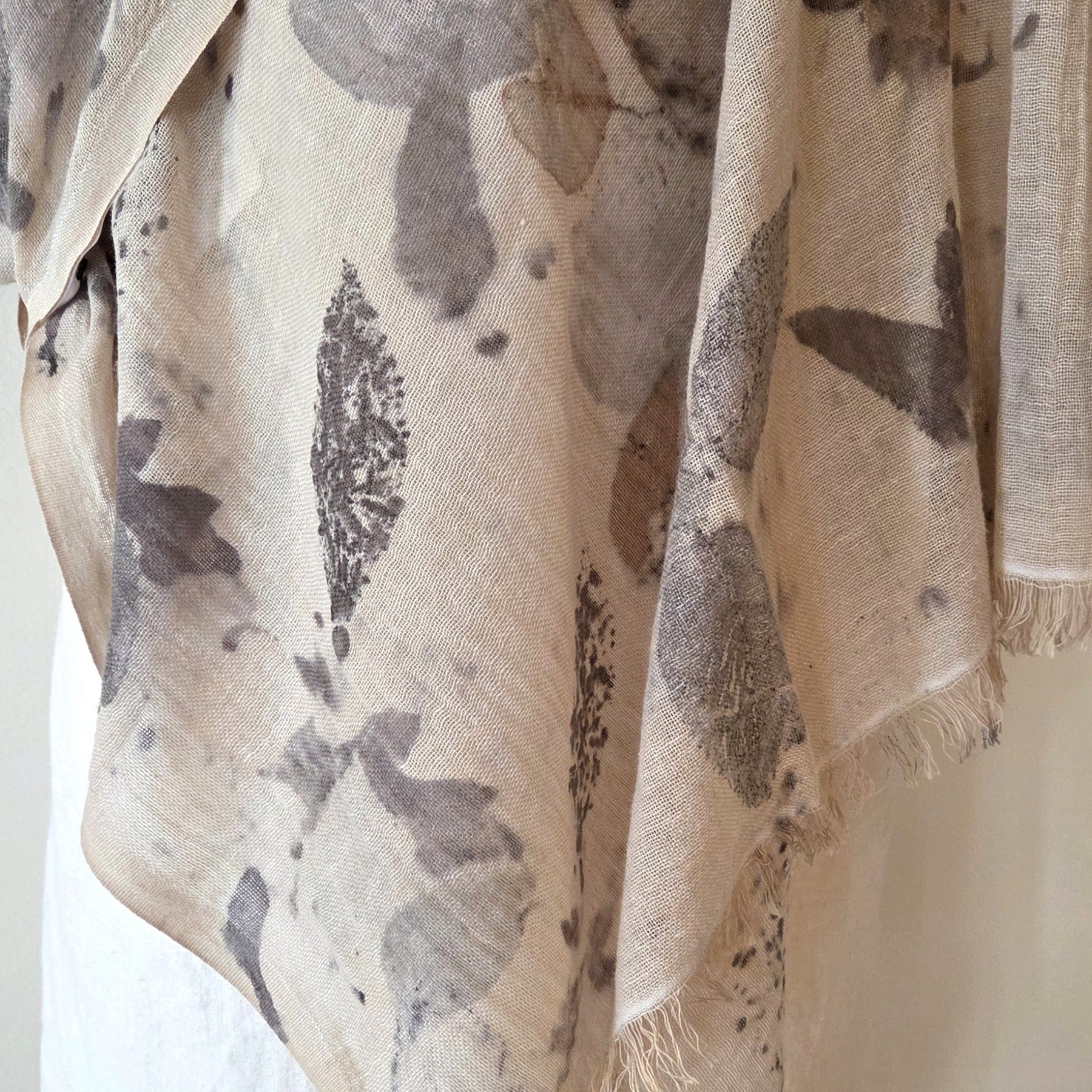 The Audrey - Cotton & Linen Blend Ecoprint Scarf/Wrap