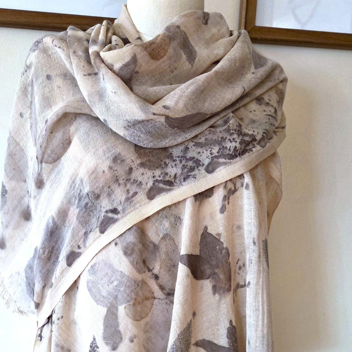 Cotton & Linen Blend - Botanical Print Scarf/Wrap - The Audrey