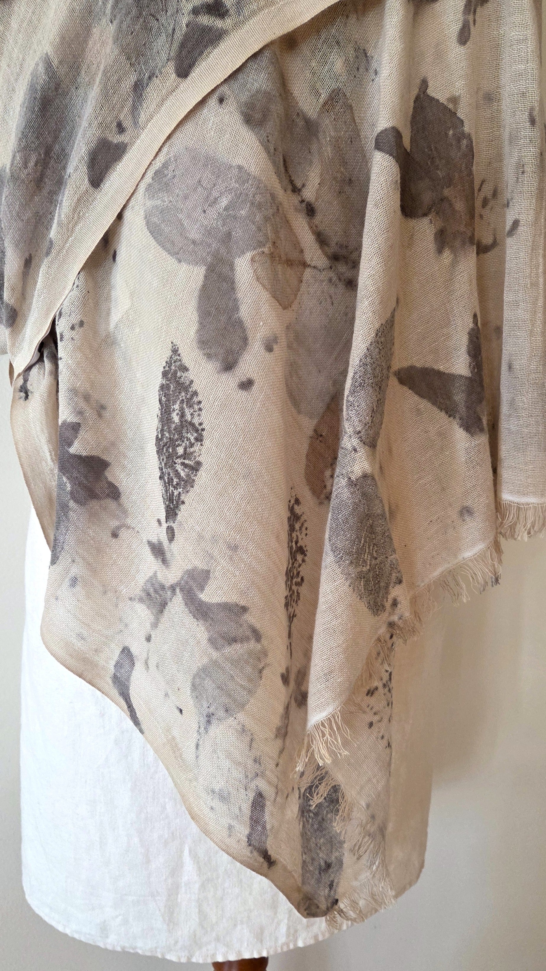 The Audrey - Cotton & Linen Blend Ecoprint Scarf/Wrap