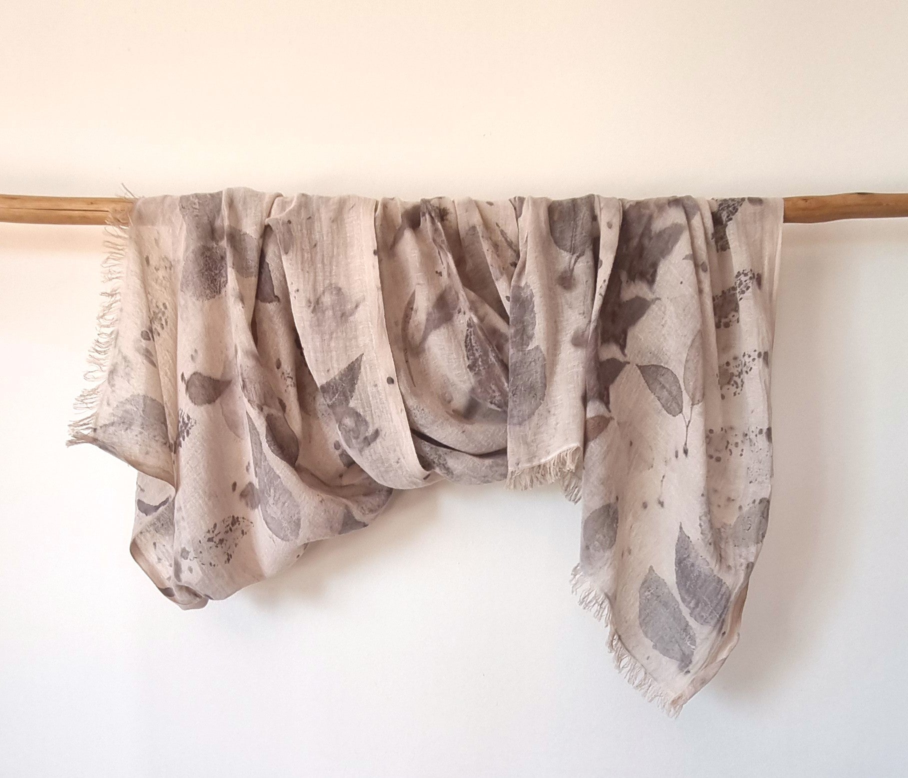 The Audrey - Cotton & Linen Blend Ecoprint Scarf/Wrap