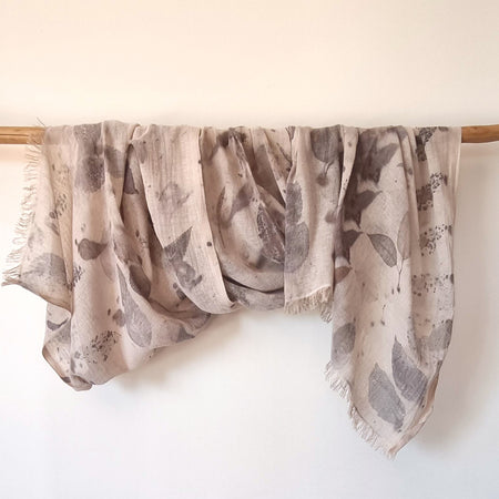 The Audrey - Cotton & Linen Blend Ecoprint Scarf/Wrap