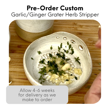 CUSTOM - Garlic/Ginger Grater + Herb Stripper in Tan Speckled Clay