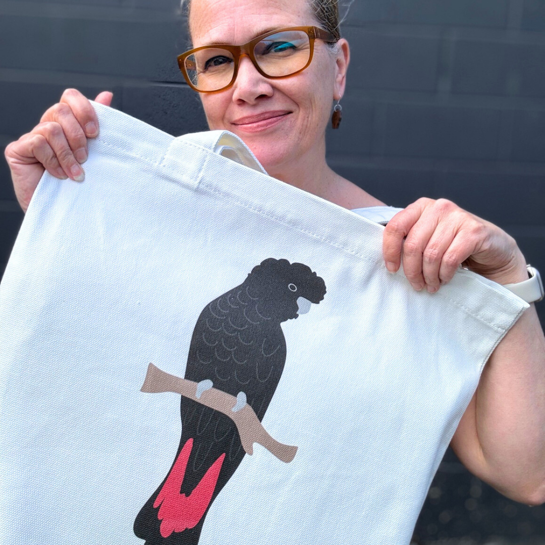 Australian Red Tailed Black Cockatoo 100% Cotton Tote Bag