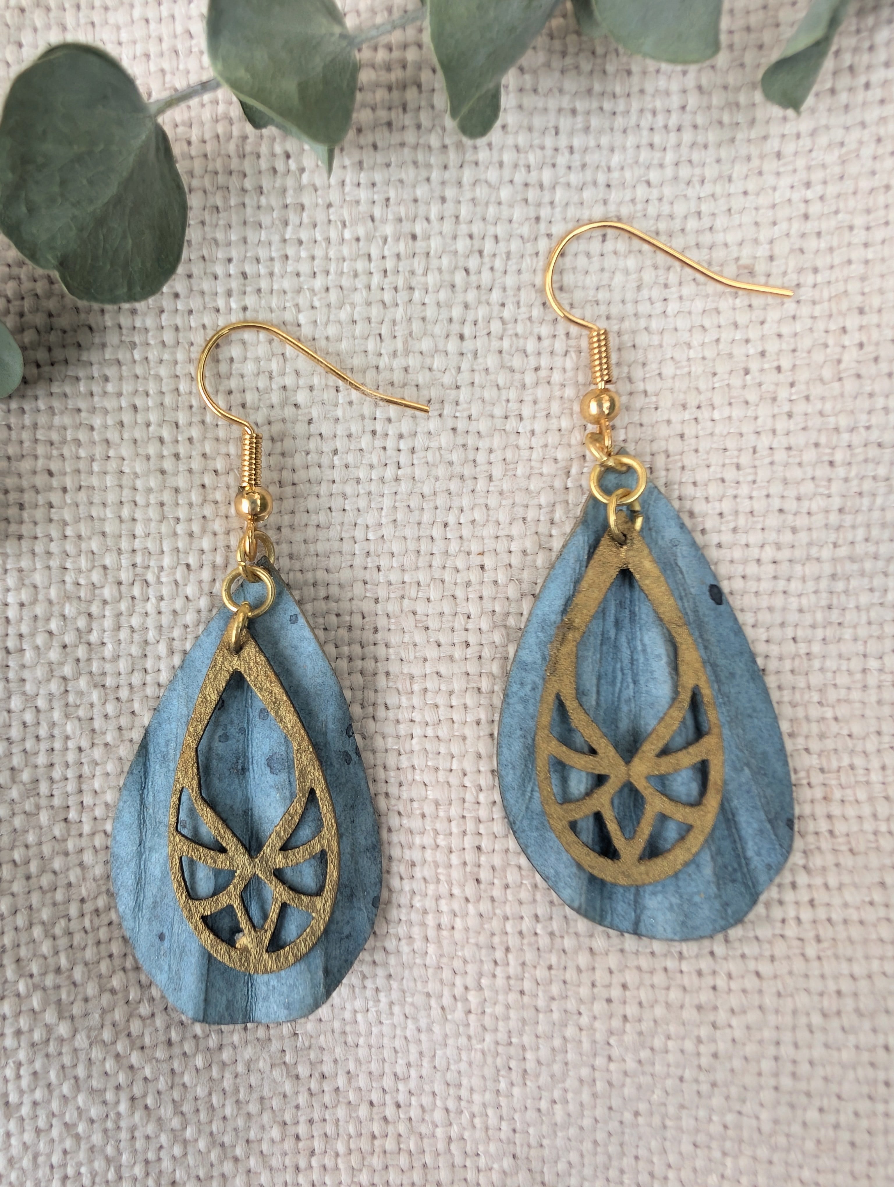 Ocean Inspired Art Deco Mini Earrings -  Eco Friendly Lightweight Jewellery