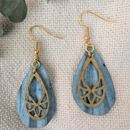 Ocean Inspired Art Deco Mini Earrings -  Eco Friendly Lightweight Jewellery