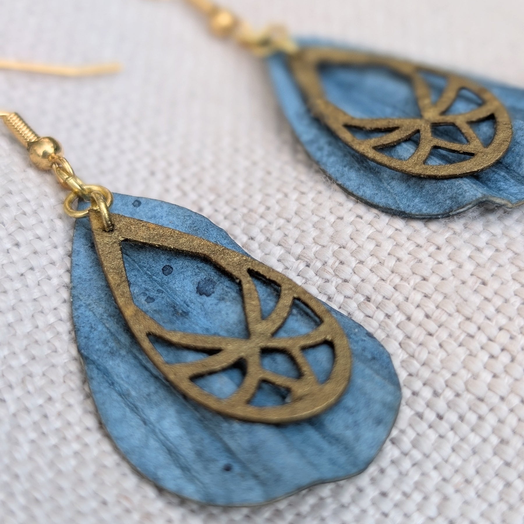 Ocean Inspired Art Deco Mini Earrings -  Eco Friendly Lightweight Jewellery