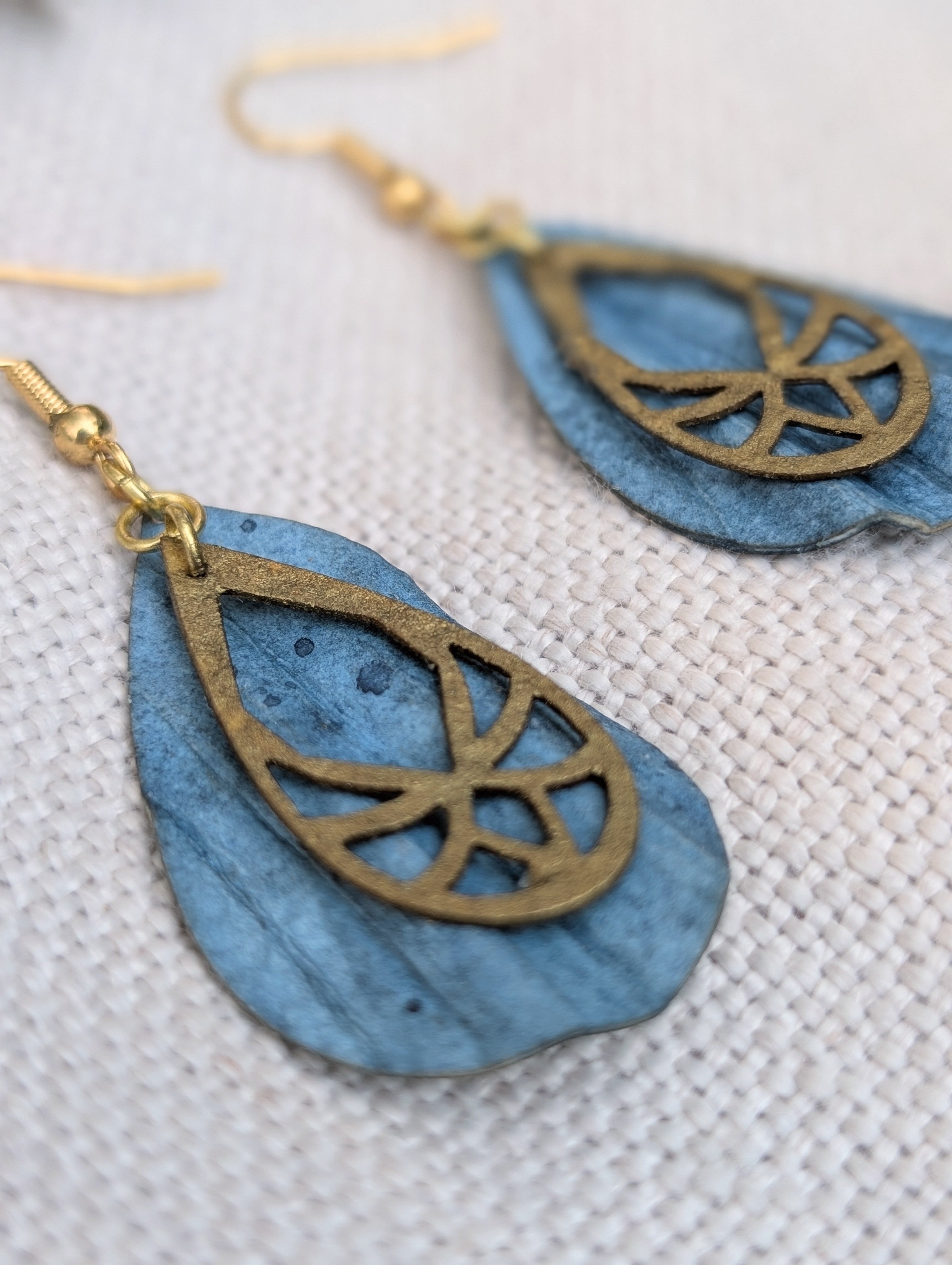 Ocean Inspired Art Deco Mini Earrings -  Eco Friendly Lightweight Jewellery