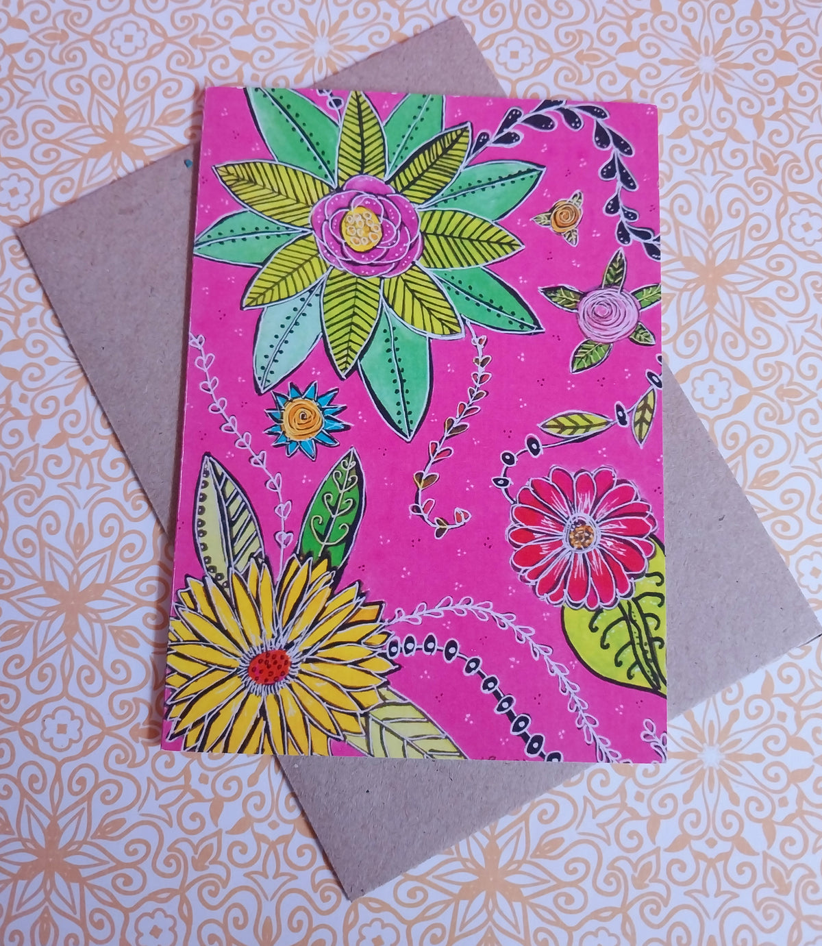 Blooms in Pink Blank Greeting Card