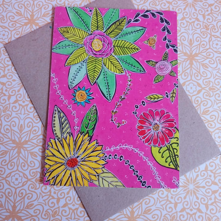 Blooms in Pink Blank Greeting Card