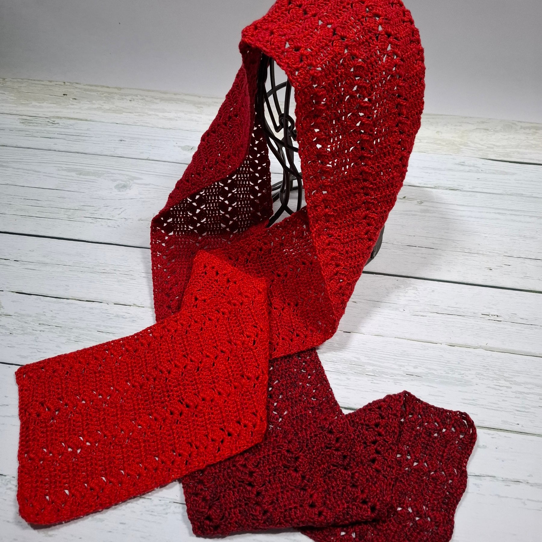 Rustic Red Lace Scarf