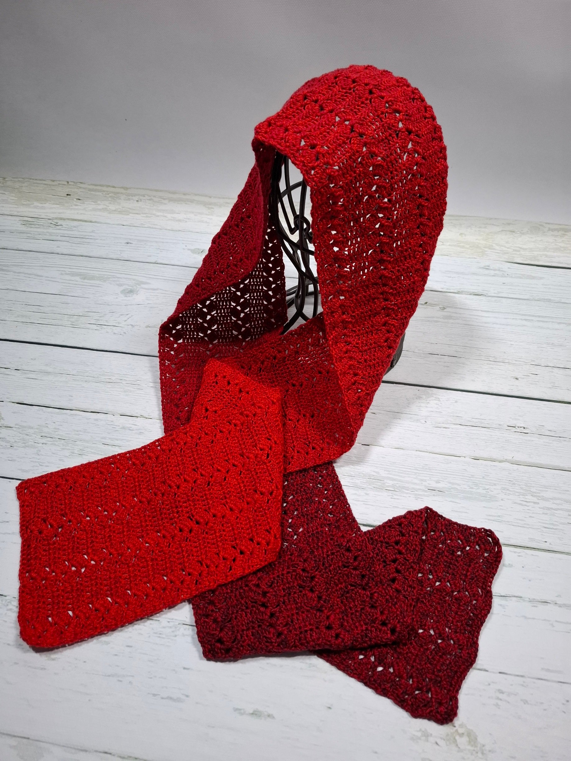 Rustic Red Lace Scarf