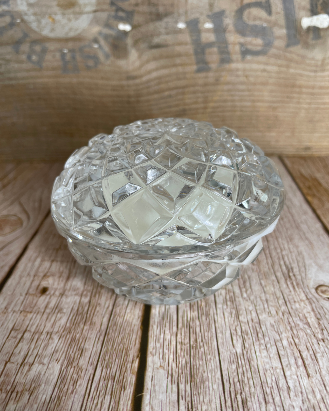 Unscented I Natural Soy Candle in a Vintage Sweets Dish with Lid