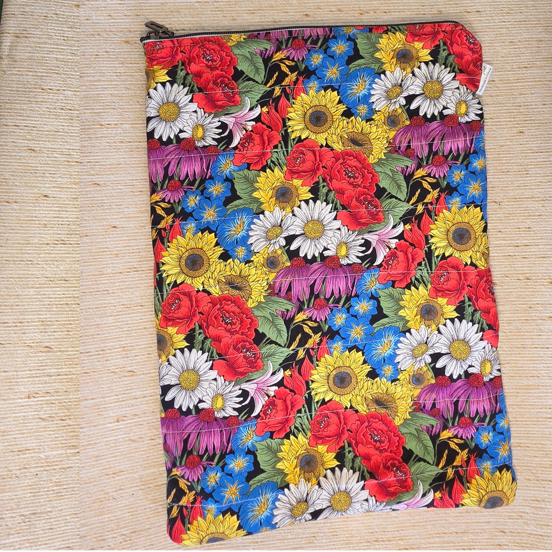 Floral designs - Large book, 14" tablet or laptop sleeve, handmade