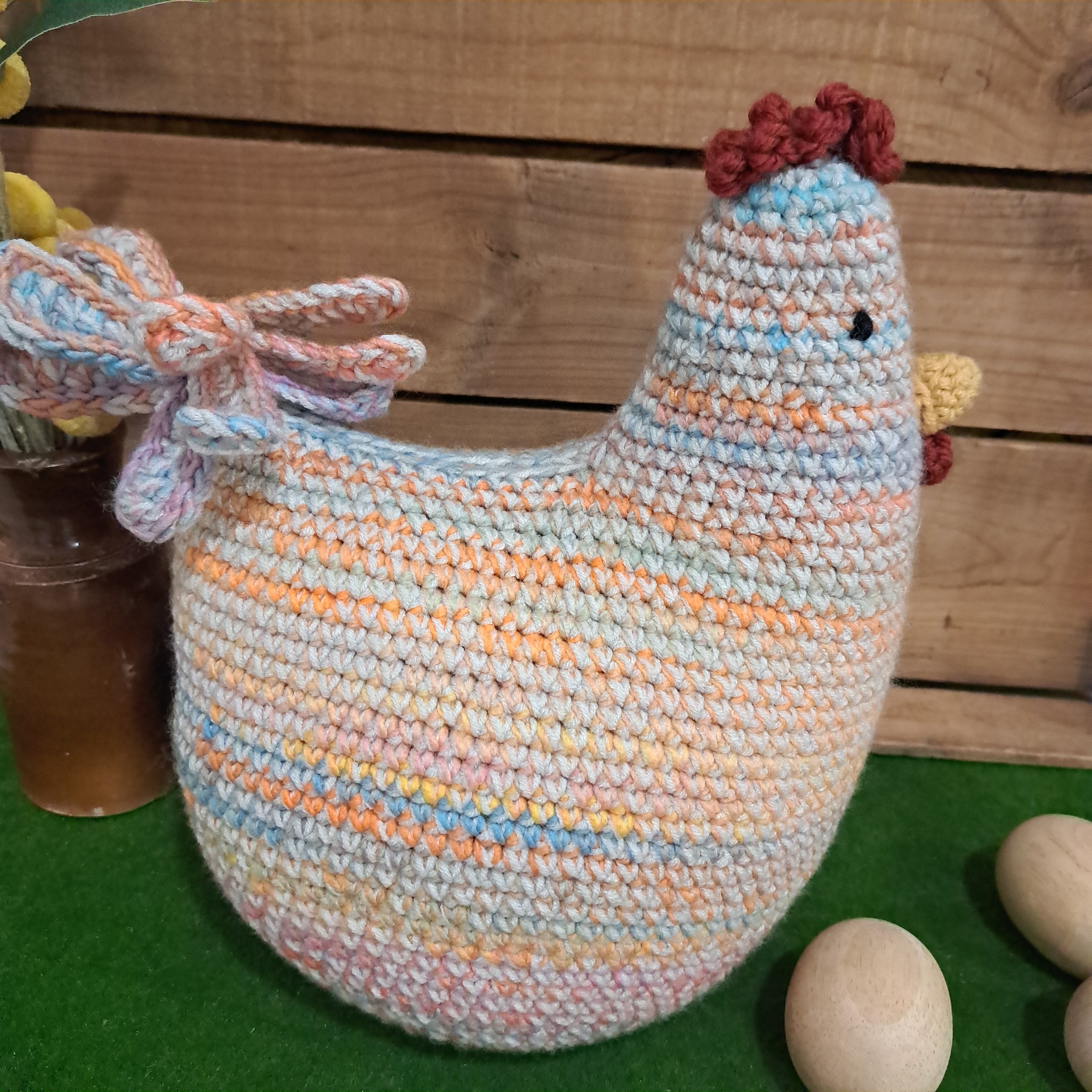 Crochet chicken pillow/cushion/toy/ pastel colours
