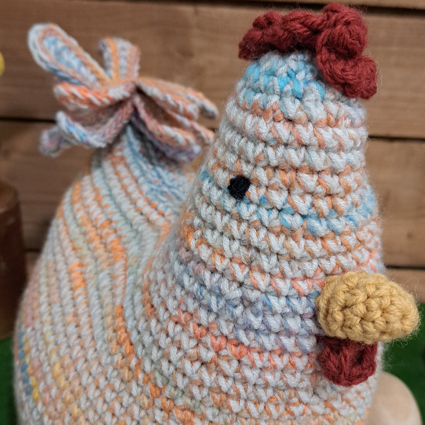 Crochet chicken pillow/cushion/toy/ pastel colours