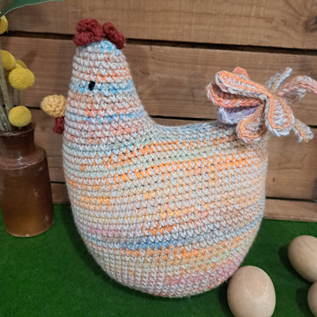Crochet chicken pillow/cushion/toy/ pastel colours