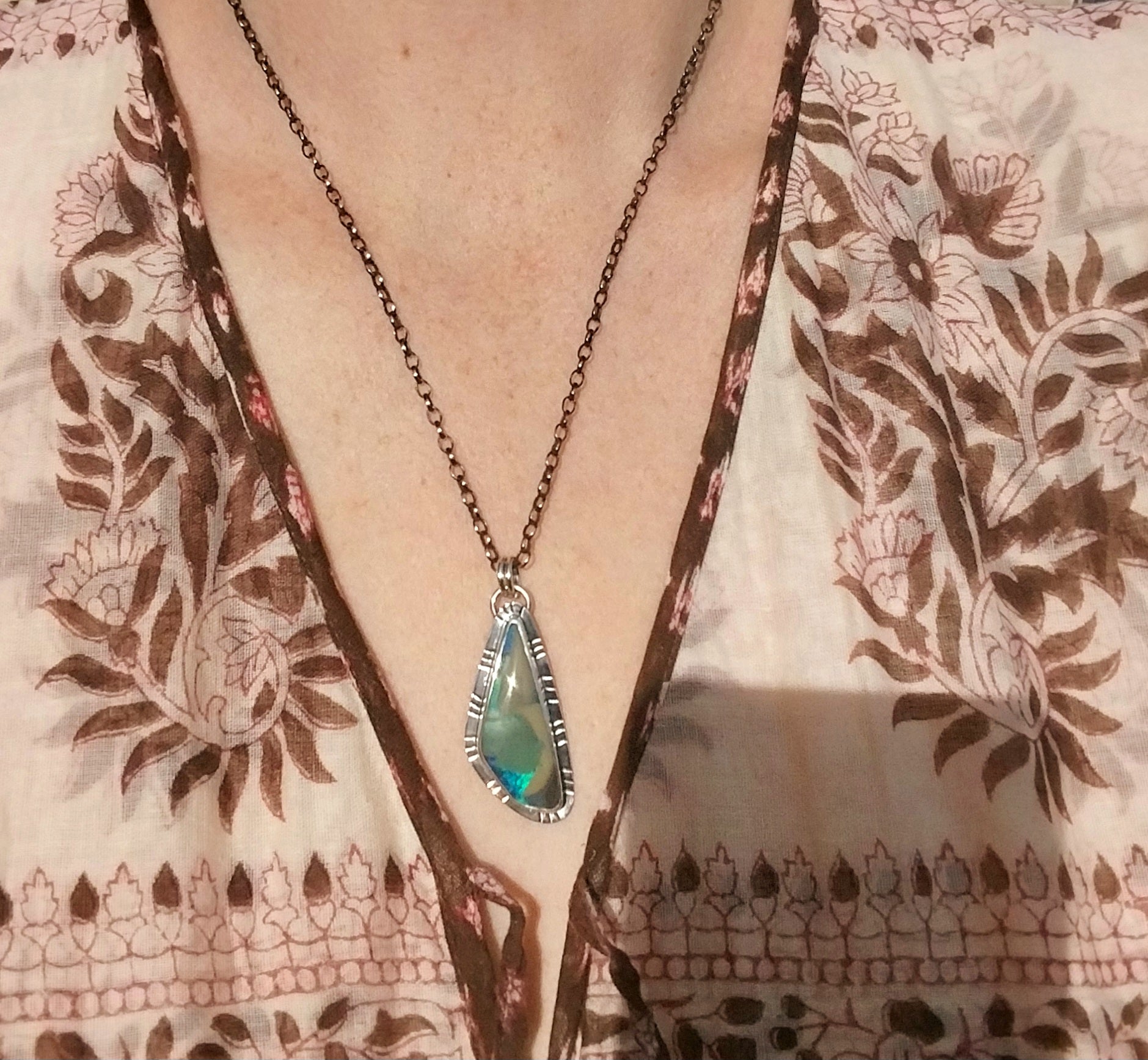 Solid Australian boulder opal necklace