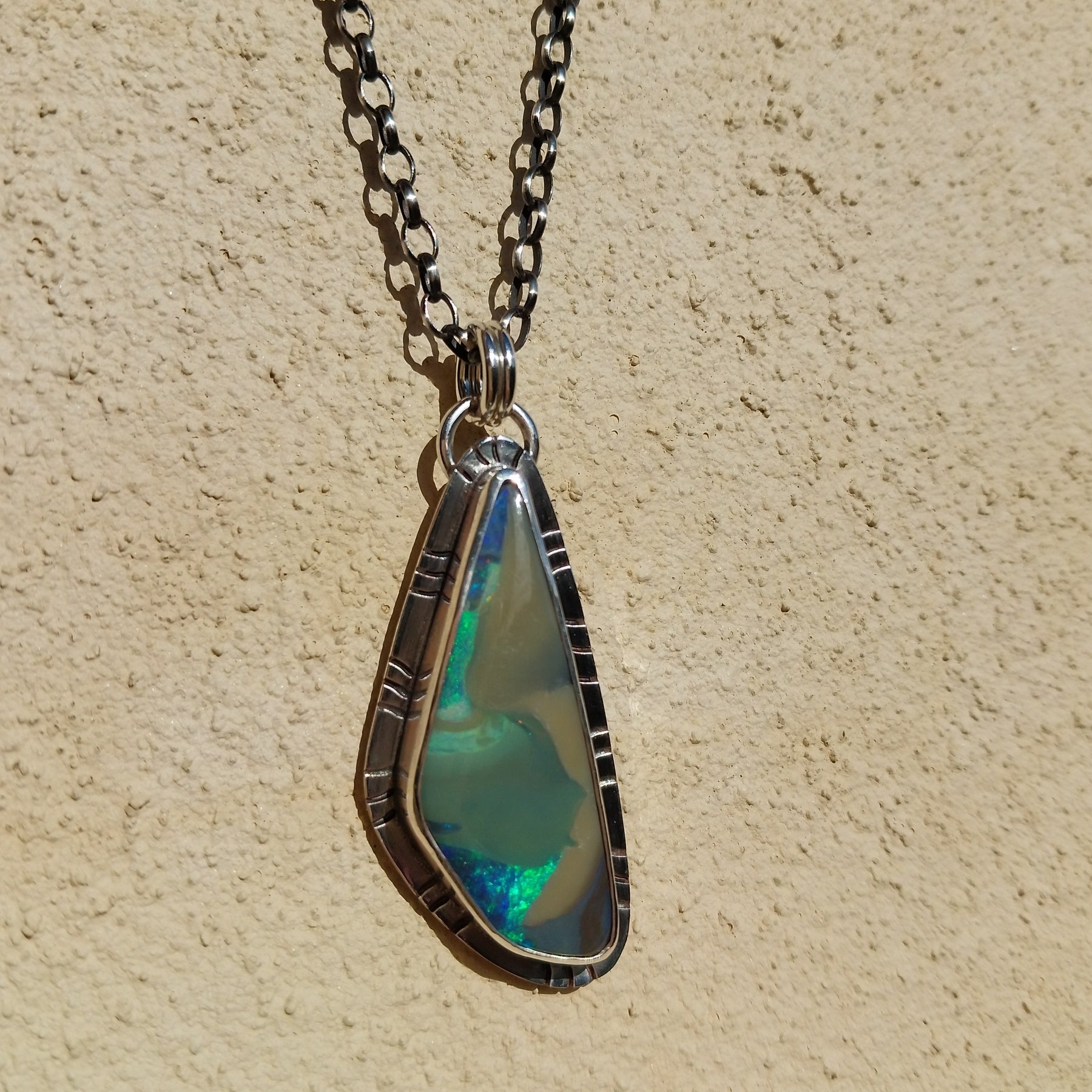 Solid Australian boulder opal necklace