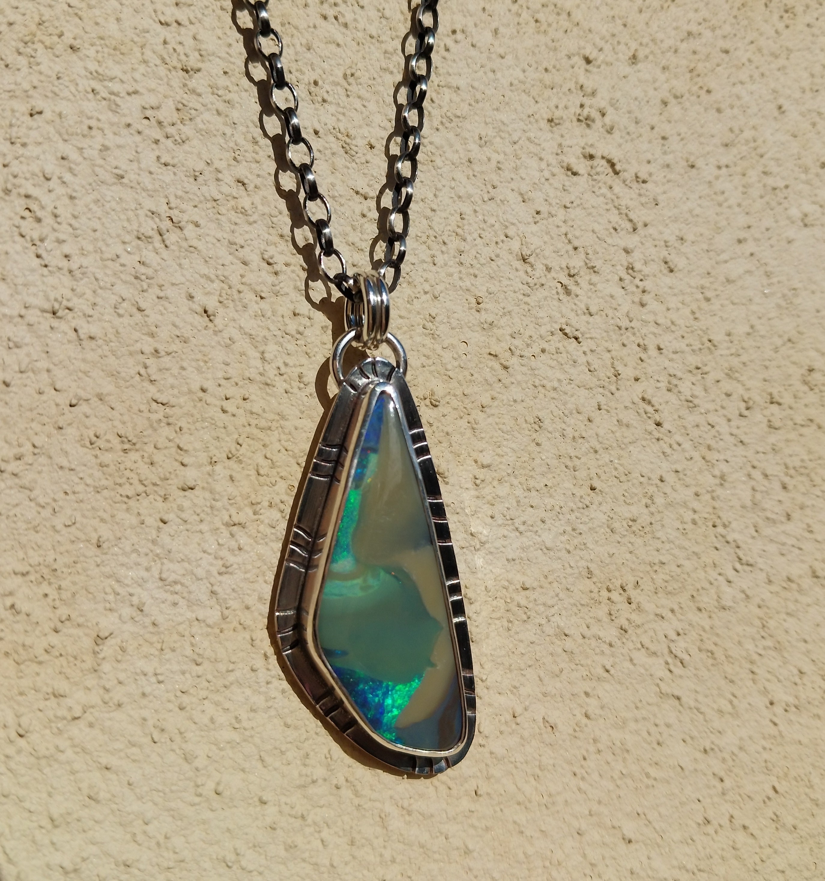 Solid Australian boulder opal necklace