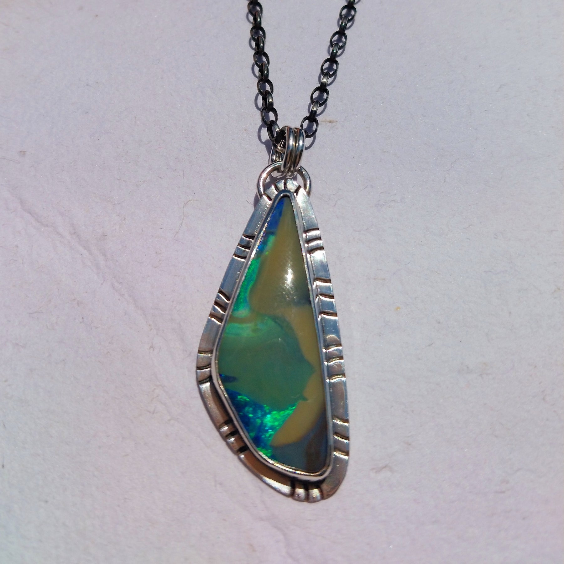 Solid Australian boulder opal necklace