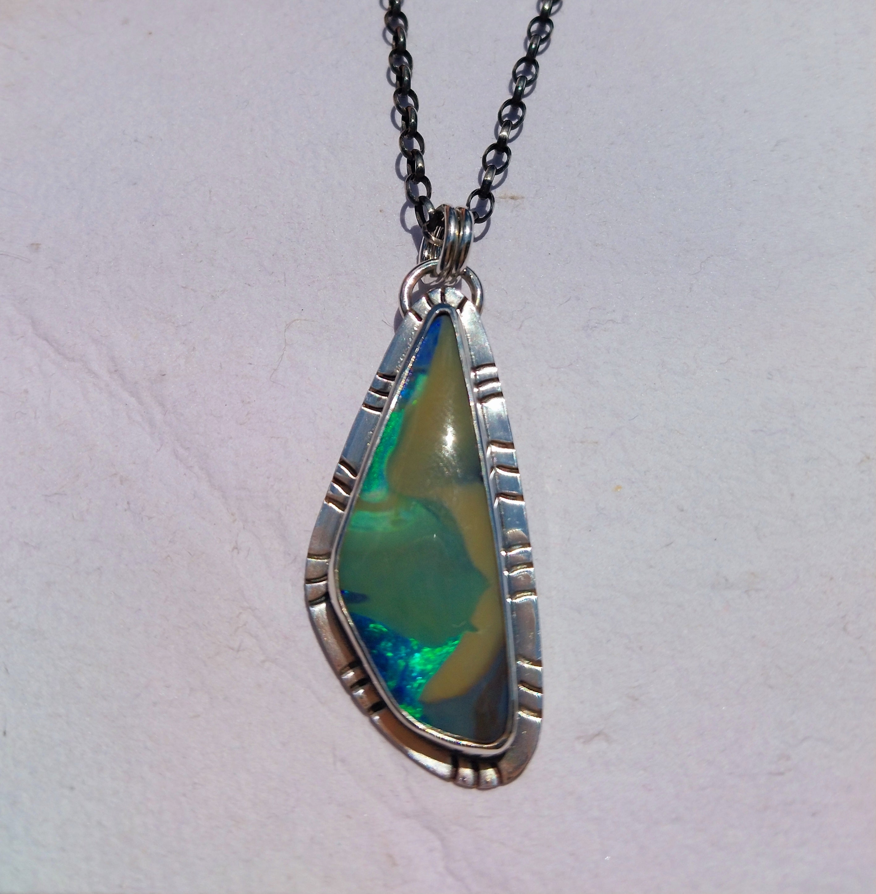 Solid Australian boulder opal necklace