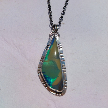 Solid Australian boulder opal necklace