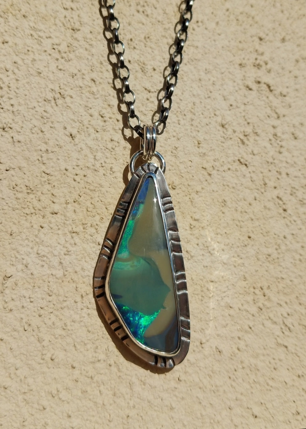 Solid Australian boulder opal necklace