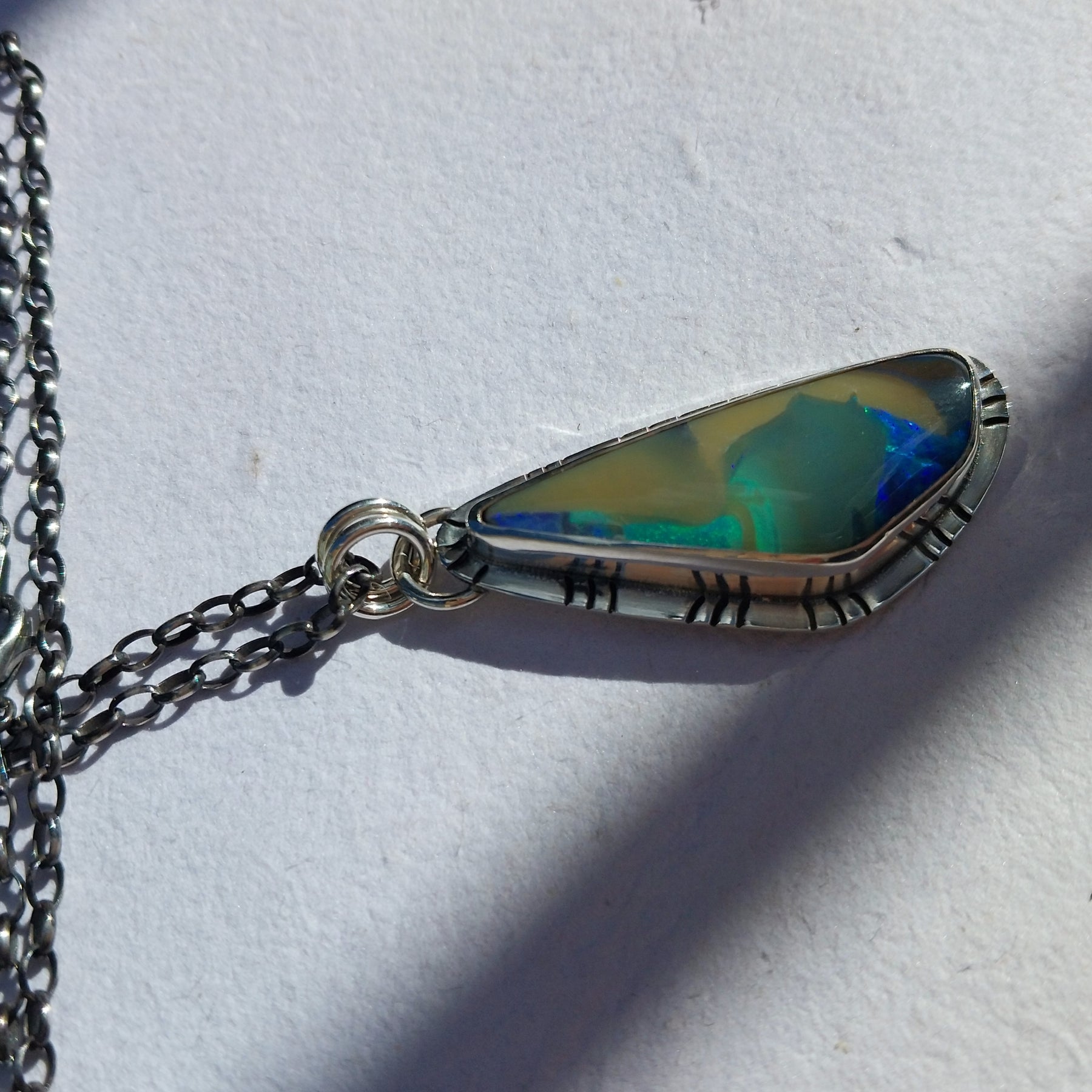 Solid Australian boulder opal necklace