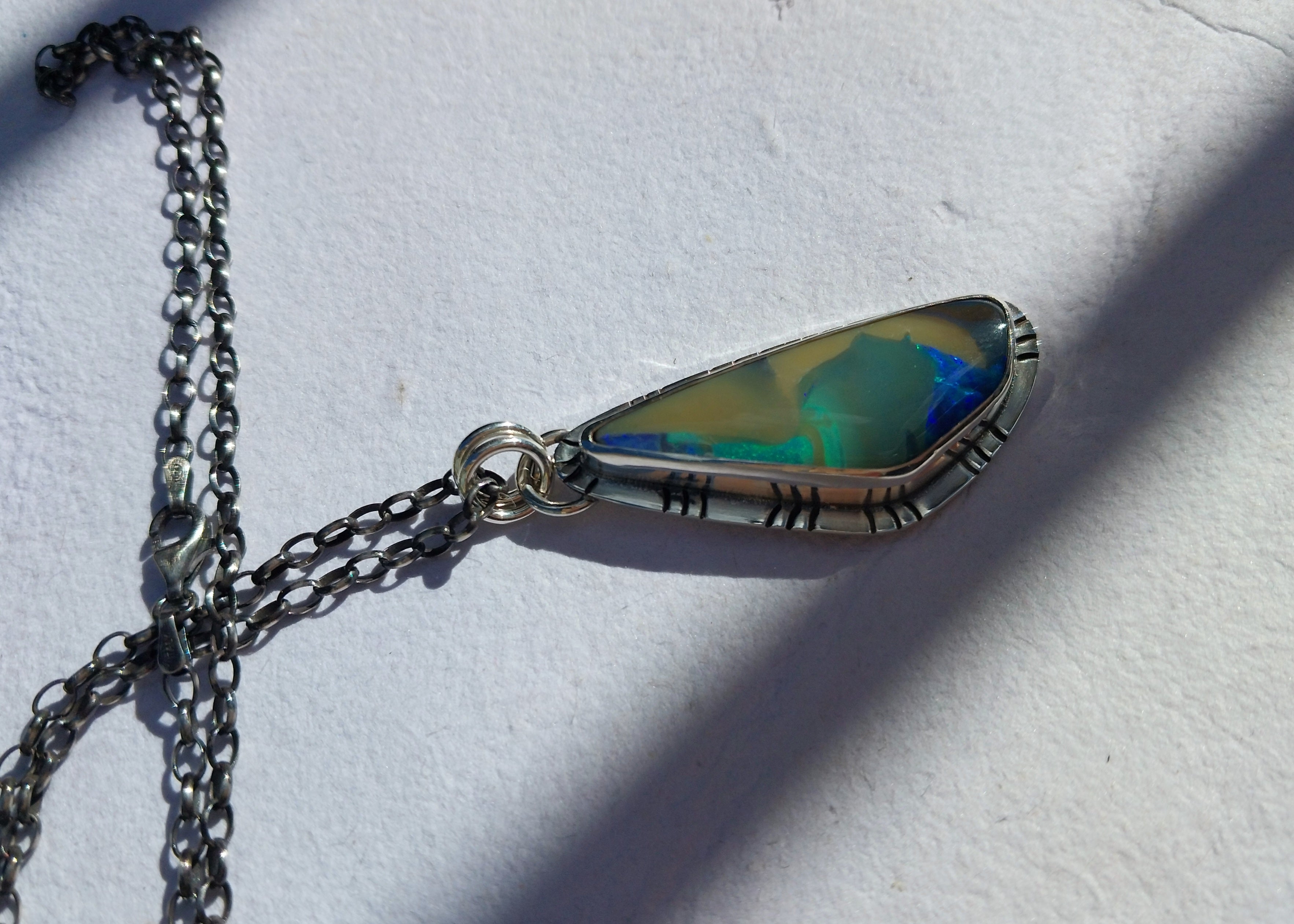 Solid Australian boulder opal necklace