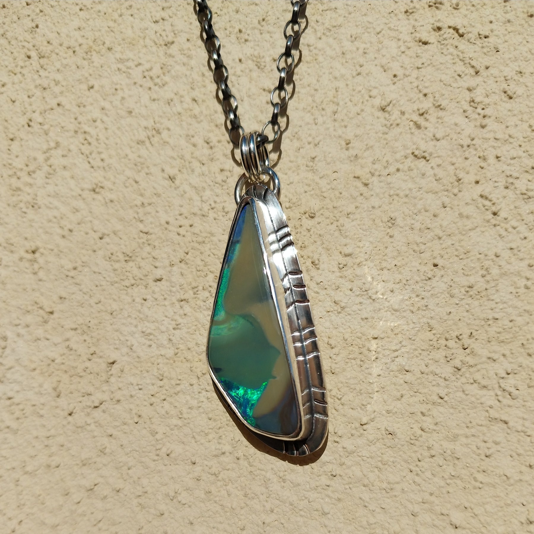 Solid Australian boulder opal necklace