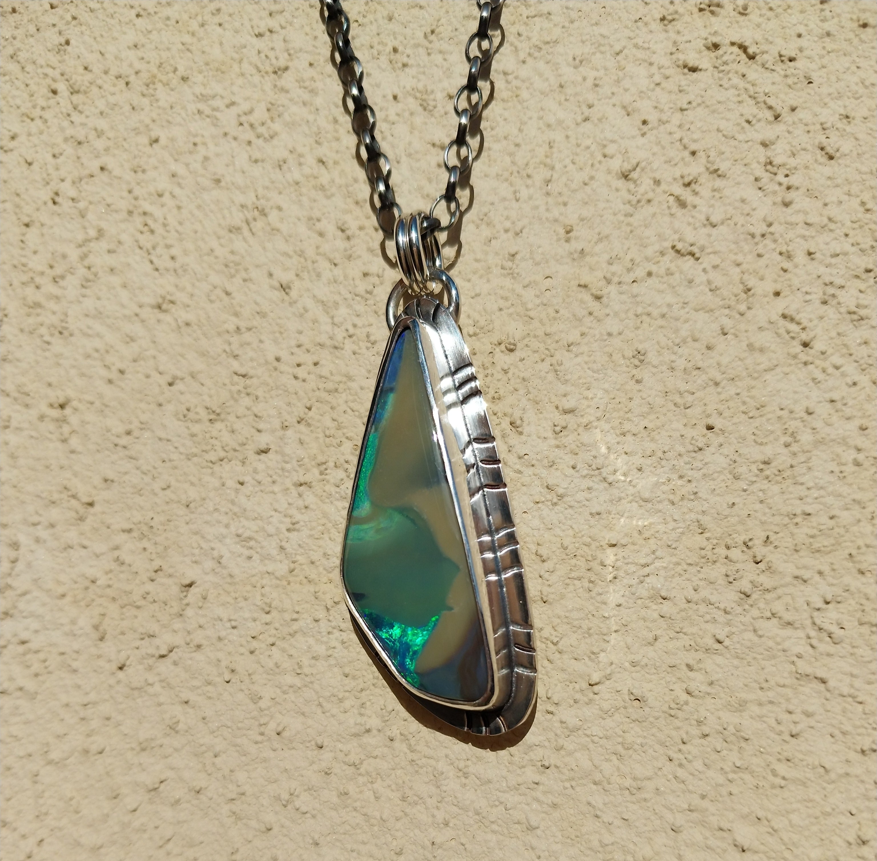 Solid Australian boulder opal necklace