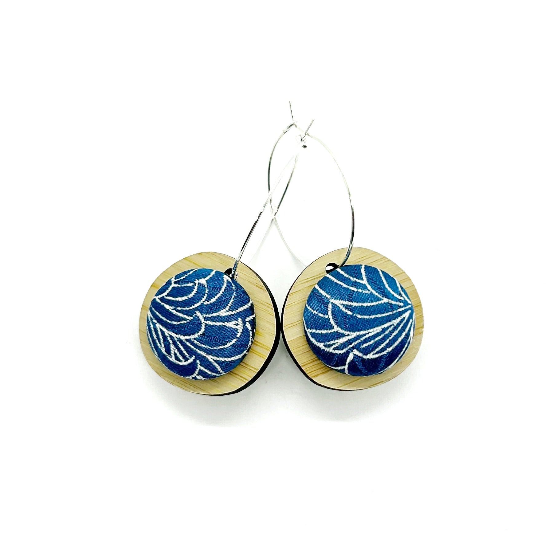 Double Sided Pebble Earrings - Green and Blue