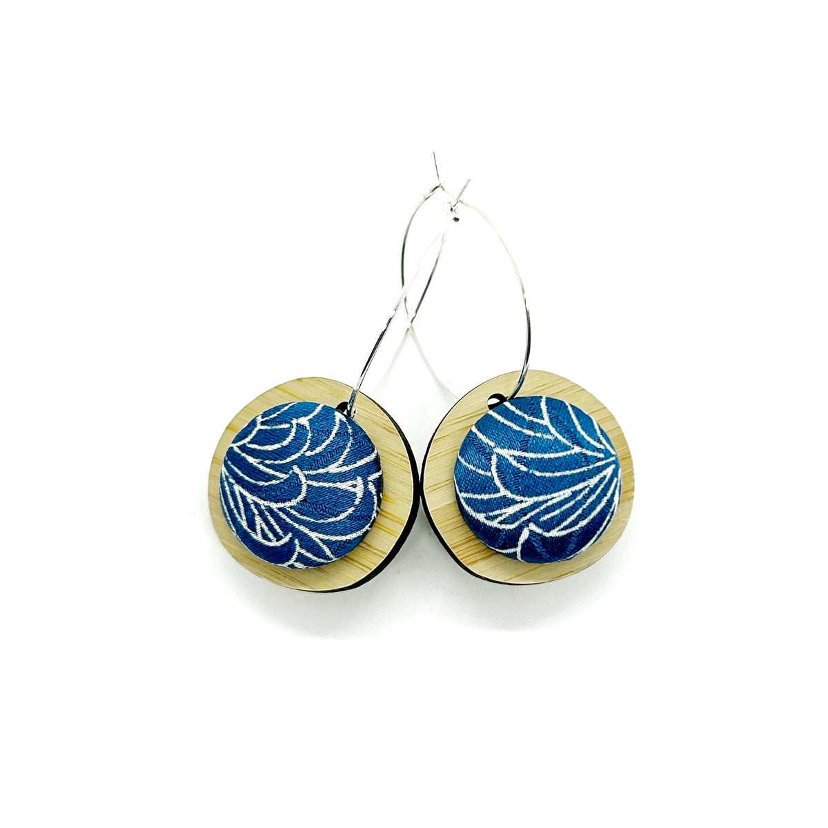 Double Sided Pebble Earrings - Green and Blue